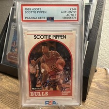 Scottie Pippen Chicago Bulls 1989 Hoops #244 Signed PSA Auto 7 JSA HOF