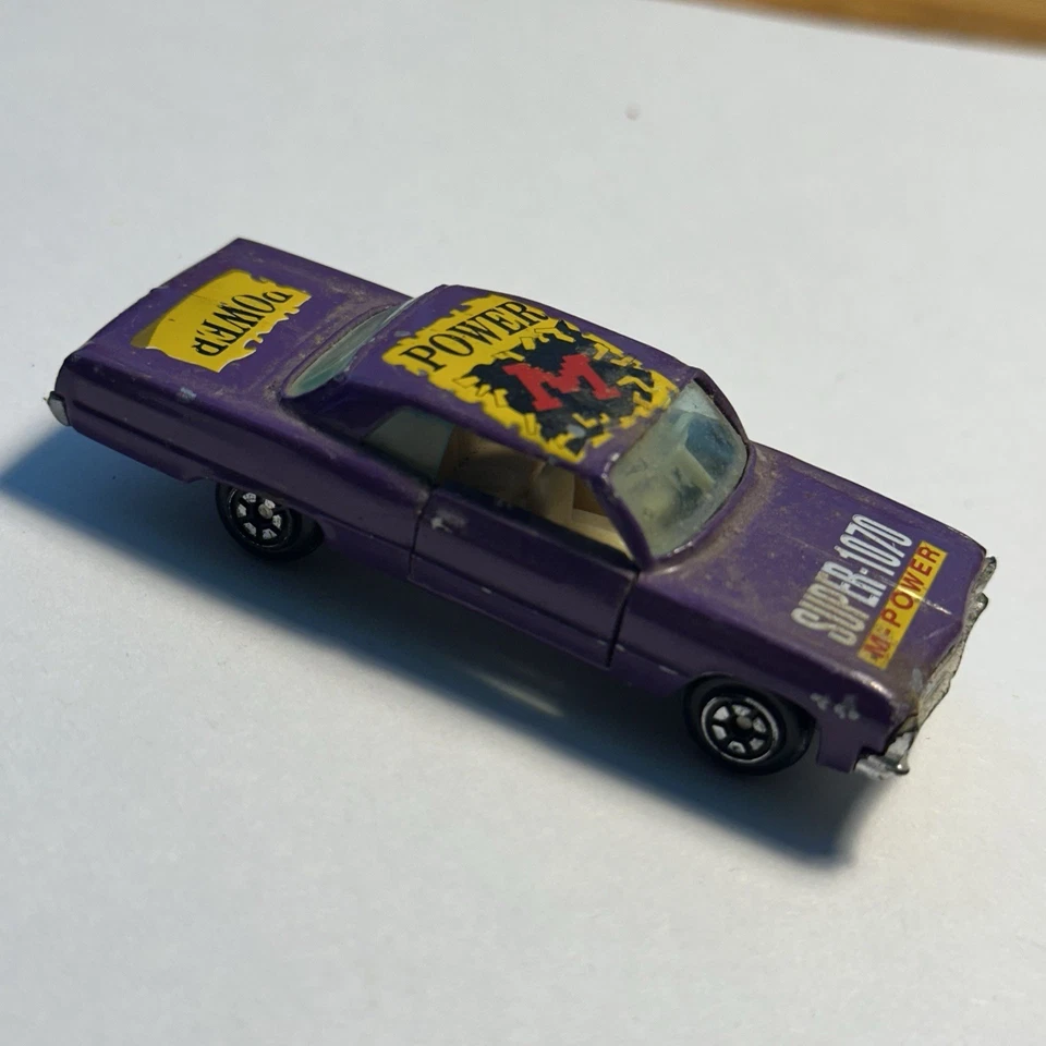Vintage Yatming 1:64 Die-Cast '71 Chevy Impala Purple Opening Doors M Power 1070 - Image 2 of 4