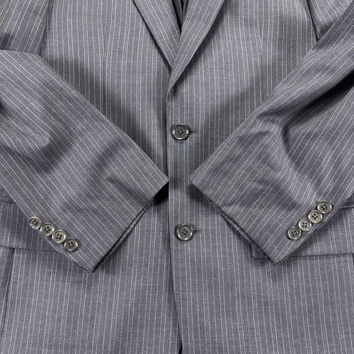 Blazer John Varvatos EE. UU. Talla 36R Gris Blanco Rayas Lana 120s Chaqueta Sullivan - Imagen 15 de 17