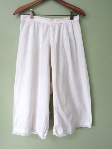 VICTORIAN WHITE COTTON CROTCHLESS BLOOMERS / 27" … - image 1