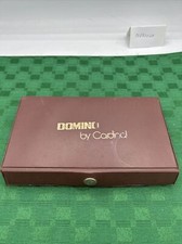 Vintage Domino by Cardinal 28 Piece Red Vinyl Case Snap Travel Dominoes Game