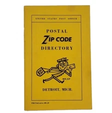 Vintage 1963 Detroit Postal Code Directory Mr Zip Second Printing POD Pub 482-63