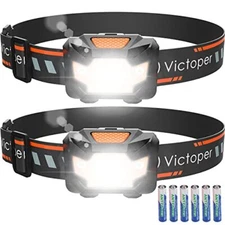 Headlamp 2 Pack 4 Modes Red Light Head Lamp Battery Powered Hardhat Mechanic Wat