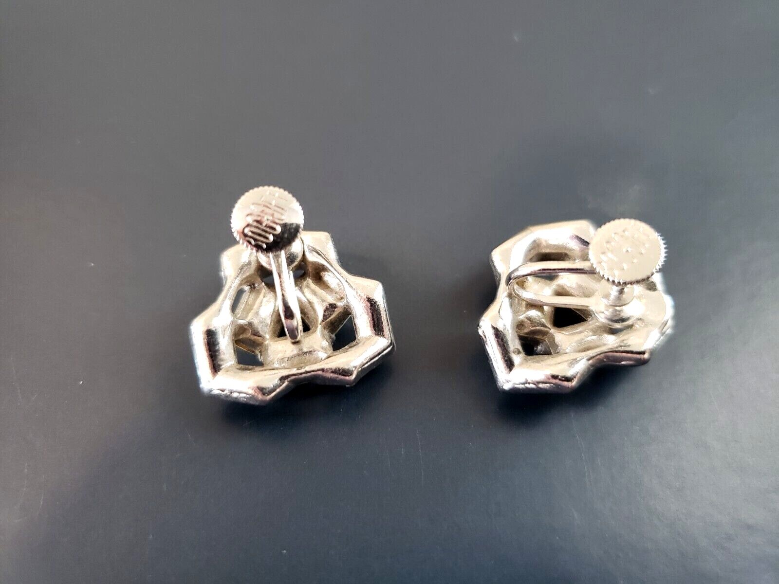 Vintage, Bogoff Screw Back Earrings Clear Rhinest… - image 8