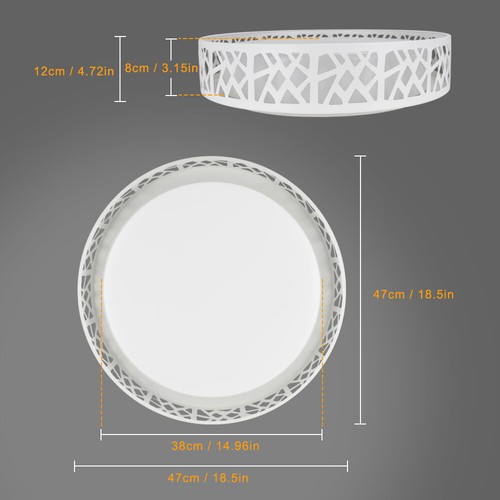 35W Modern LED Flush Mount Ceiling Light 3 Color Changeable Timing Remote - 第 5/20 張圖片