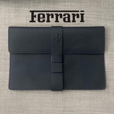 Borsa pochette Ferrari in pelle porta documenti in pelle nera