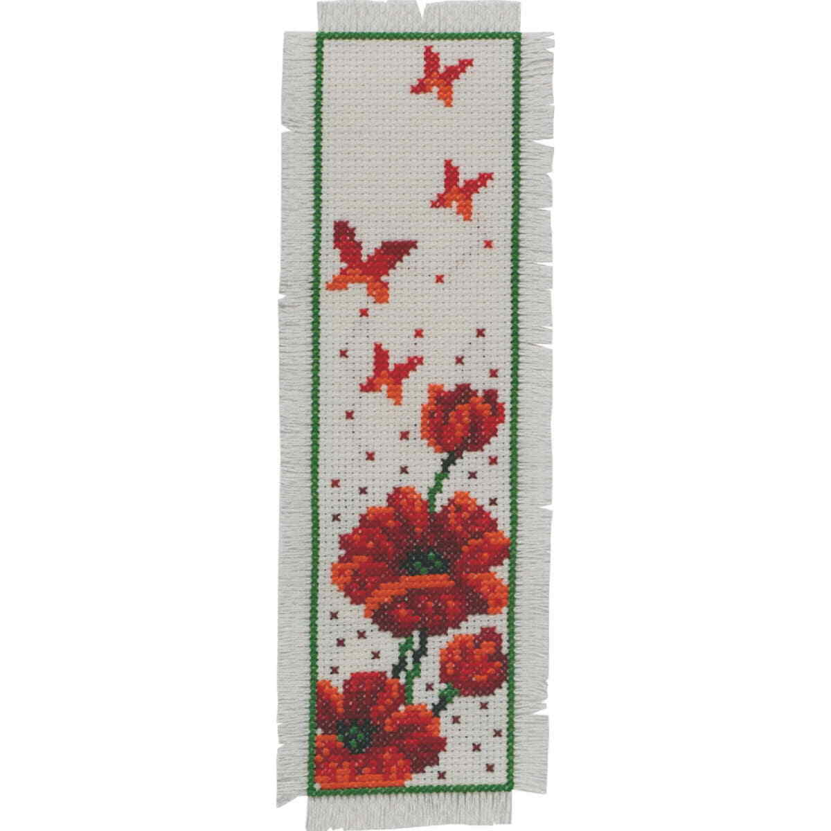 Permin counted cross stitch kit ""Bookmark Poppies"", 7x22cm, DIY, 05-3191