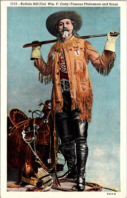 Linen Postcard Buffalo Bill (Col. William F Cody) Famous Plainsman and Scout