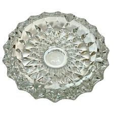 Heavy Glass Ashtray Clear 5" Diameter Possibly Crystal - Great Trinket Tray