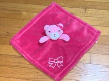 Baby Gear Fuchsia Pink Bear  Bow Security Blanket/Lovey