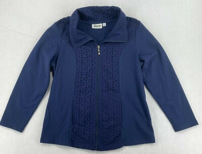 NWOT D & Co. Women's Long Sleeve Zip Up Blue Jacket Medium