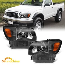 Pair Headlights For 2001-04 Toyota Tacoma Corner Signal Lights Bumper Lamp Black