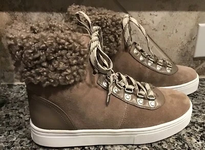 SAM EDLEMAN Mujer Talla 7 M Luther Imitación Piel de Oveja Bota Taupe NUEVA - Imagen 1 de 4