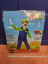Disguise Super Mario Bros Luigi Halloween Costume w/ Padded Belly Sz S 4-6 NEW