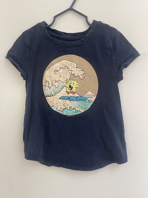 Gap Kids Girls SpongeBob SquarePants Surfing Graphic T-Shirt Tapestry Navy S 6-7
