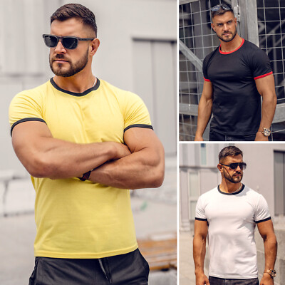 T-Shirt Tee Kurzarm Rundhalas Basic Casual Sport Classic Herren BOLF Unifarben