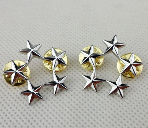 WW2 UN PAR DE OFICIALES DEL EJÉRCITO MILITAR DE EE. UU. 5 ESTRELLAS RANGO GENERAL INSIGNIAS PIN Foto 2 de 3