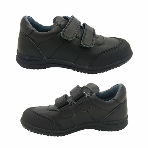 black leather velcro shoes