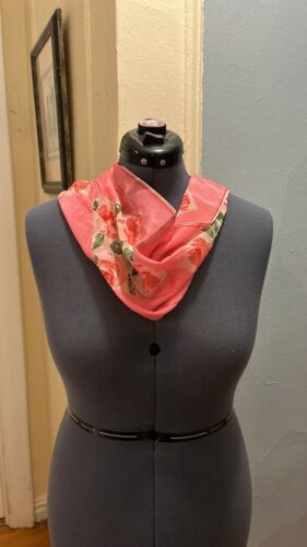 Vintage Vera Neumann Pink Rose Rectangular Silk Sc
