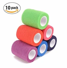 Self-Adhesive Cohesive Tape Bandage Rolls for Wrist, Ankle Sprains - 10-Pack