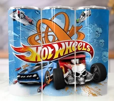 Hot Wheels Style Tumbler 20oz Insulated Stainless Steel Cup with Lid & Straw