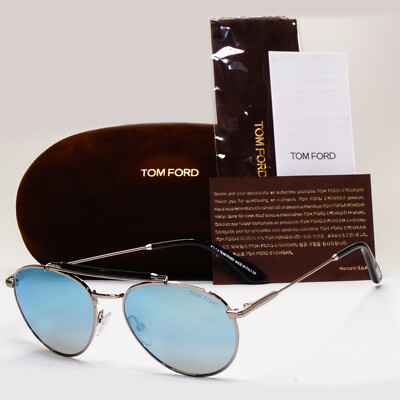 Tom Ford Sonnenbrille Colin blau verspiegelt silber klein metallisch Pilot TF 338 FT0338