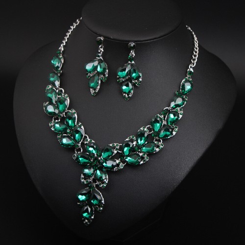 Crystal Necklace Earring Statement Choker Bibs Collar Bridal Wedding Jewelry Set - Picture 66 of 77