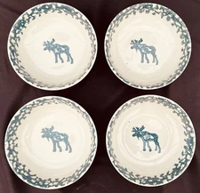 4 Tienshan Folk Craft  Moose Country 6-5” Cereal Soup Bowls Never Used