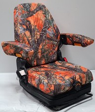 Forklift/tractor Suspension Seat W/adjustable Armrest In Mc2 Orange Camo Endura.