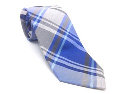  105 Alfani Mens Check Black Gray Blue Skinny Classic Tie Silk Necktie 58x3