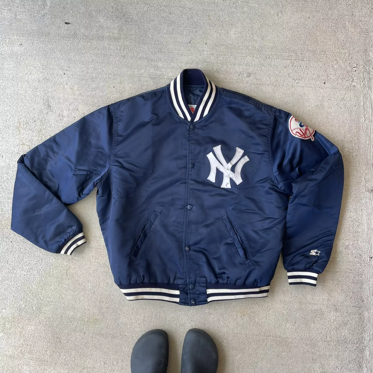 Pro Standard Mens MLB New York Yankees Mash Up Logo Satin Jacket  LNY633393MDN Midnight Navy  Premium Lounge NY