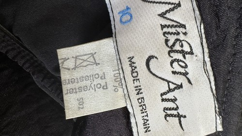 Vintage 80er Mister Ant schwarz & blau Stufen hinten offen Party Kleid Etikett Größe 10 - Bild 12 von 13