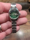 Seiko Automatic Watch Women 24mm Green Dial Faceted Crystal 2206-0300 Runs