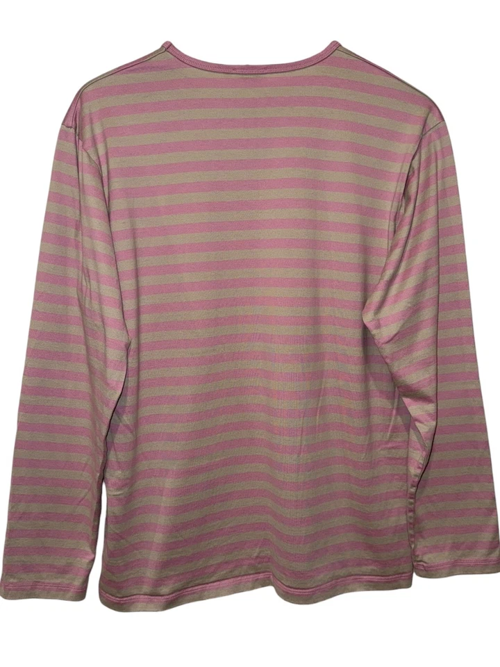 Camiseta Marimekko Tasaraita Mujer Talla L Rosa Beige Rayas Manga Larga Cuello Redondo Foto 2 de 4