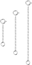 3 Pcs 925 Sterling Silver Necklace Extenders for Women Durable Strong Removable