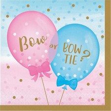 Gender Reveal Balloons Pink Blue Cute Baby Shower Party Paper Luncheon Napkins