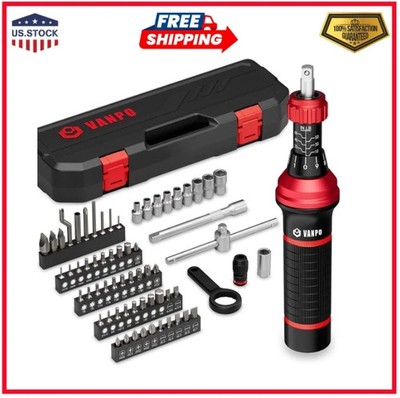 Torque Screwdriver Set, 10 60 in-lb, 64 Pcs 1/4'' Drive Torque Wrench Screwdriver