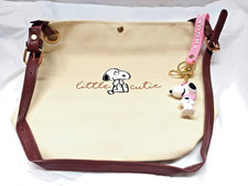 SNOOPY Cute Purse Canvas Shoulder Bag Adjustable Strap NEW with Key Chain