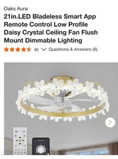 Oaks Aura 21 in. LED Bladeless Smart App Remote Control Low Profile Ceiling Fan