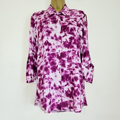 NEU Ex Dorothy Perkins 10-22 Batik Druck Kragen rosa Bluse Shirt Top