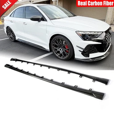 For Audi RS3 8Y 2022-2026 Real Carbon Fiber Side Skirts Extensions Lip Splitter - Image 1 of 4