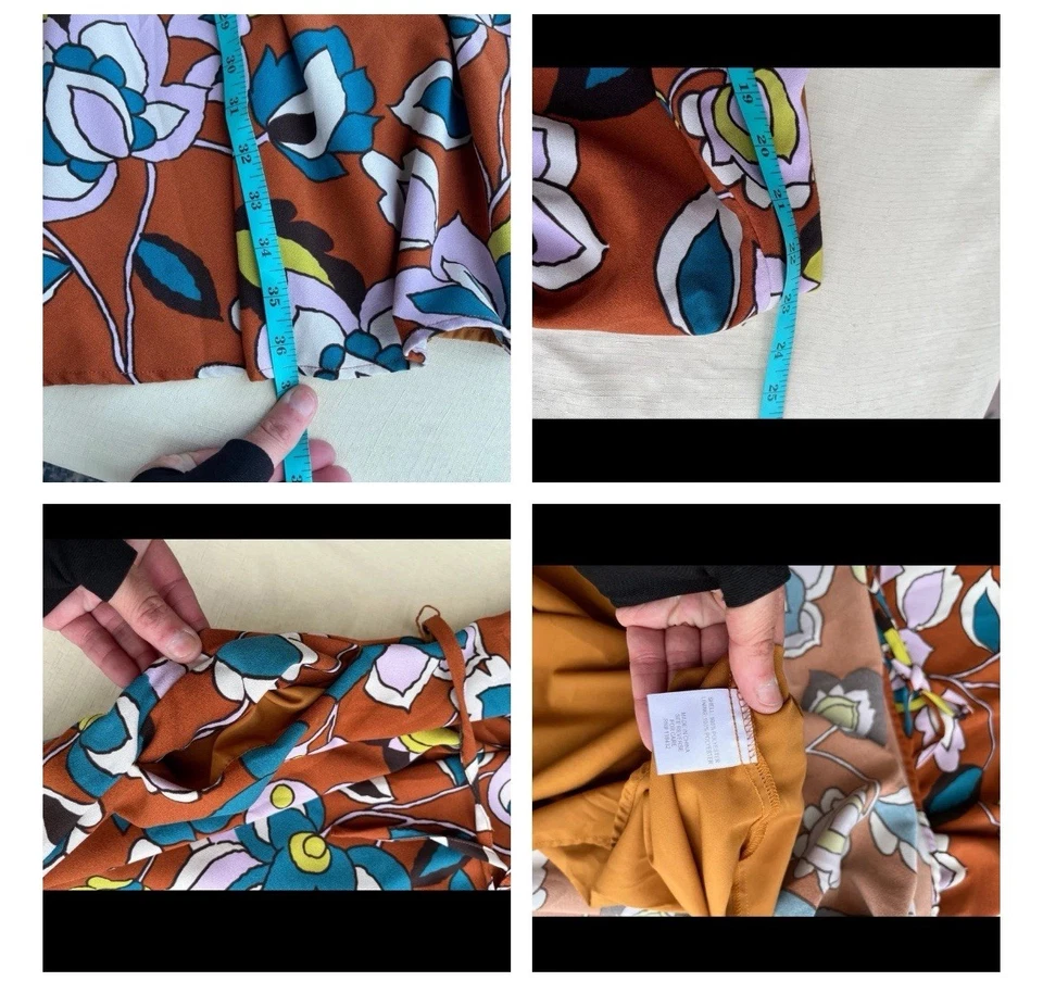 Modcloth 1X Vestido Marrón Años 60 Floral Cuello Simulado Sin Mangas $105 Minorista Foto 3 de 4