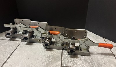 Lot of 4 Round Stock Clamping Fixtures with De-Sta-Co 237-U clamps Destaco