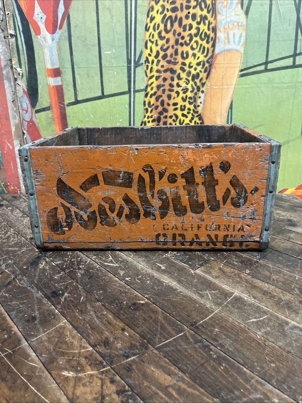 VINTAGE NESBITTS ORANGE CRATE CARRIER SIGN COCA COLA 7UP PEPSI ORANGE CRUSH RARE