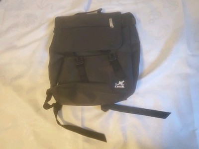 Kangol Brevite Black Backpack Zipperes Pockets Handle Logo