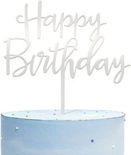 Happy Birthday Cake Topper Mirrored Silver Acrylic Versatile Cake Topper Birthda