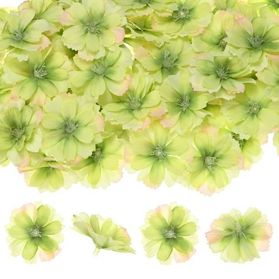 50-Pack Artificial Flower Heads, Faux Silk Plum Blossom Head [Light Green]