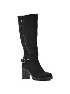 WHITE MOUNTAIN Womens Black Buckled Strap Berlin Round Toe Boots Shoes 5 M