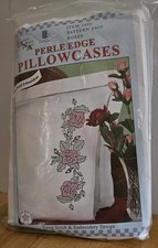 Jack Dempsey Perle Edge Pillowcases Stamp Hand Embroidery 1600-495 ROSES