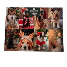 Christmas Dog Puzzle 1000 Pc Jig Saw Puzzle, Complete Holiday Winter Gift Ready